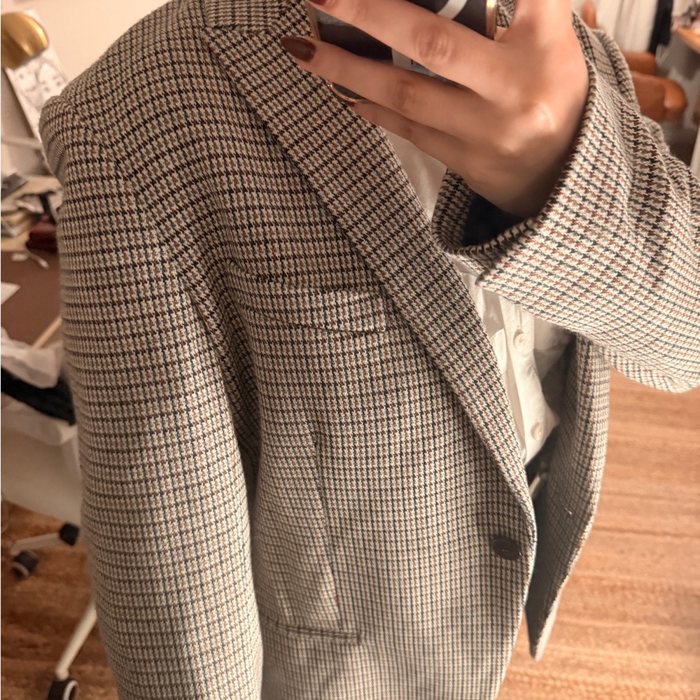 Theory Black and White Houndstooth Blazer